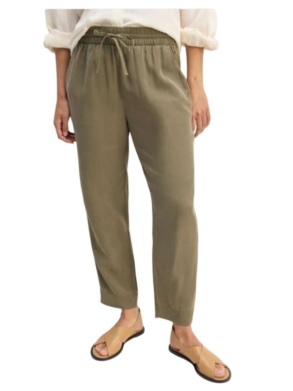 EVERLANE the Taper pant 100% Lyocell Tencel pull on comfort S NWT neutral Olive